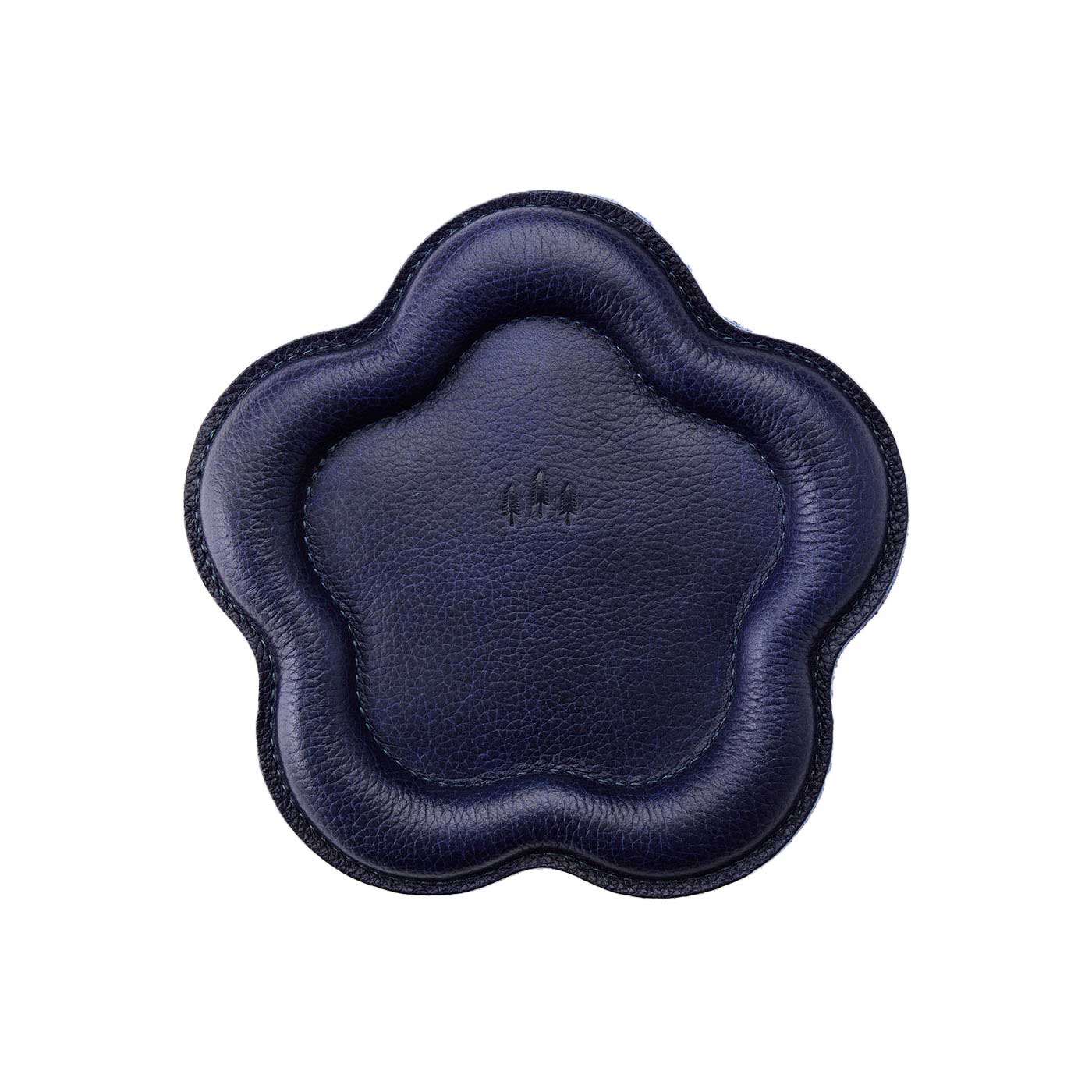 Cobalt | Floral shaped leather tray with stuffed edges 