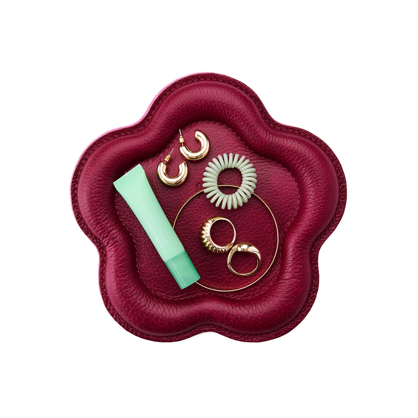 Orchid | Floral shaped leather tray with stuffed edges 