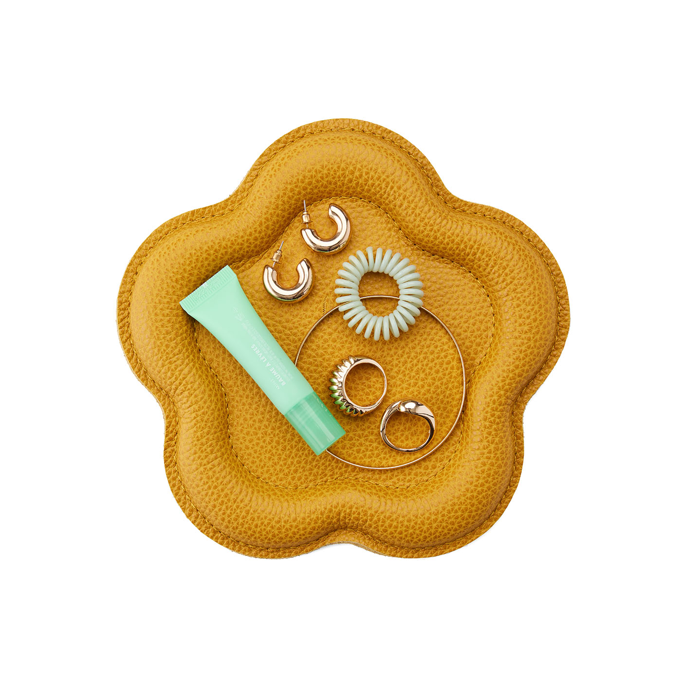 Sunshine | Floral shaped leather tray with stuffed edges 