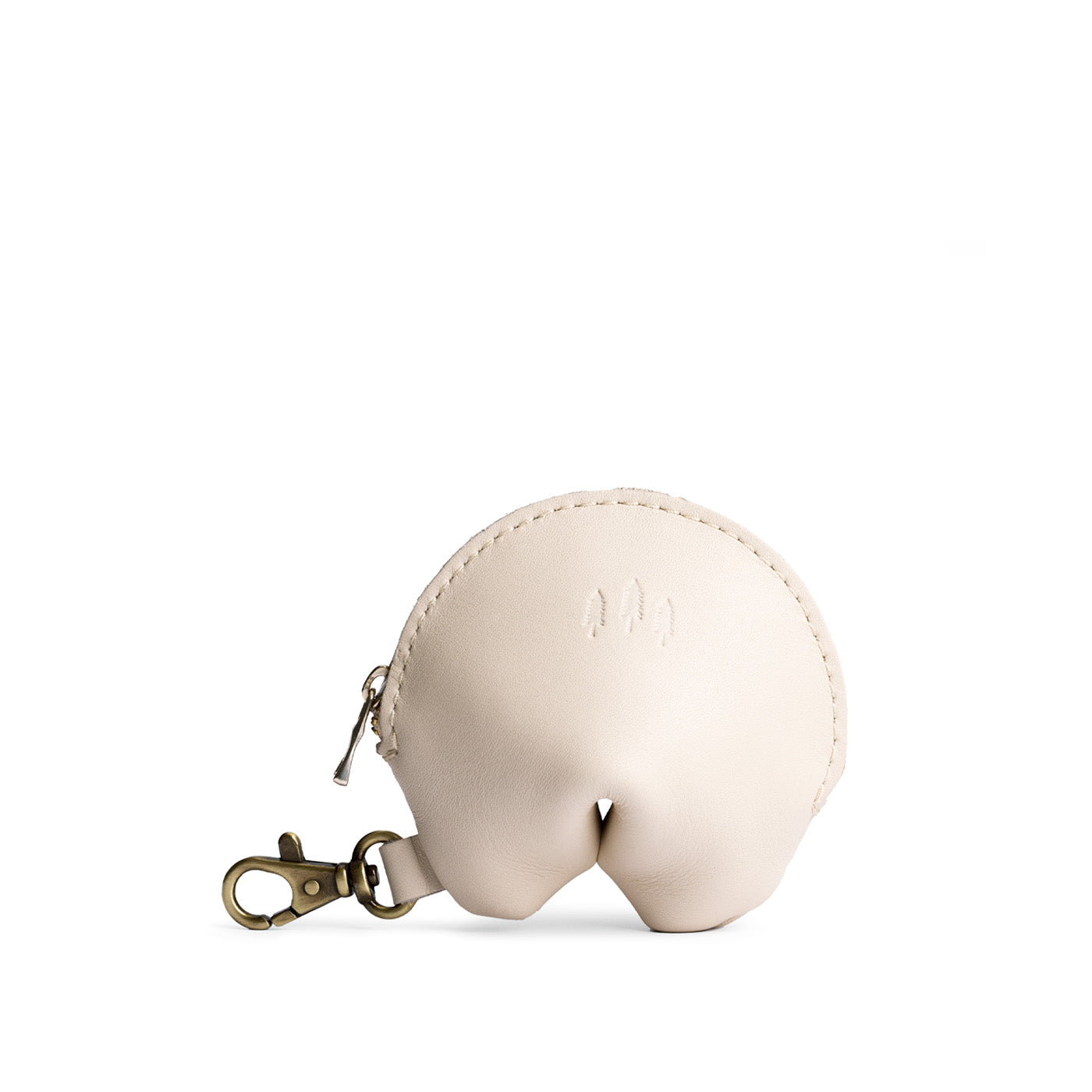 Bone | Leather fortune cookie shaped keychain pouch