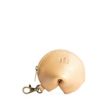All Color: Champagne | Leather fortune cookie shaped keychain pouch