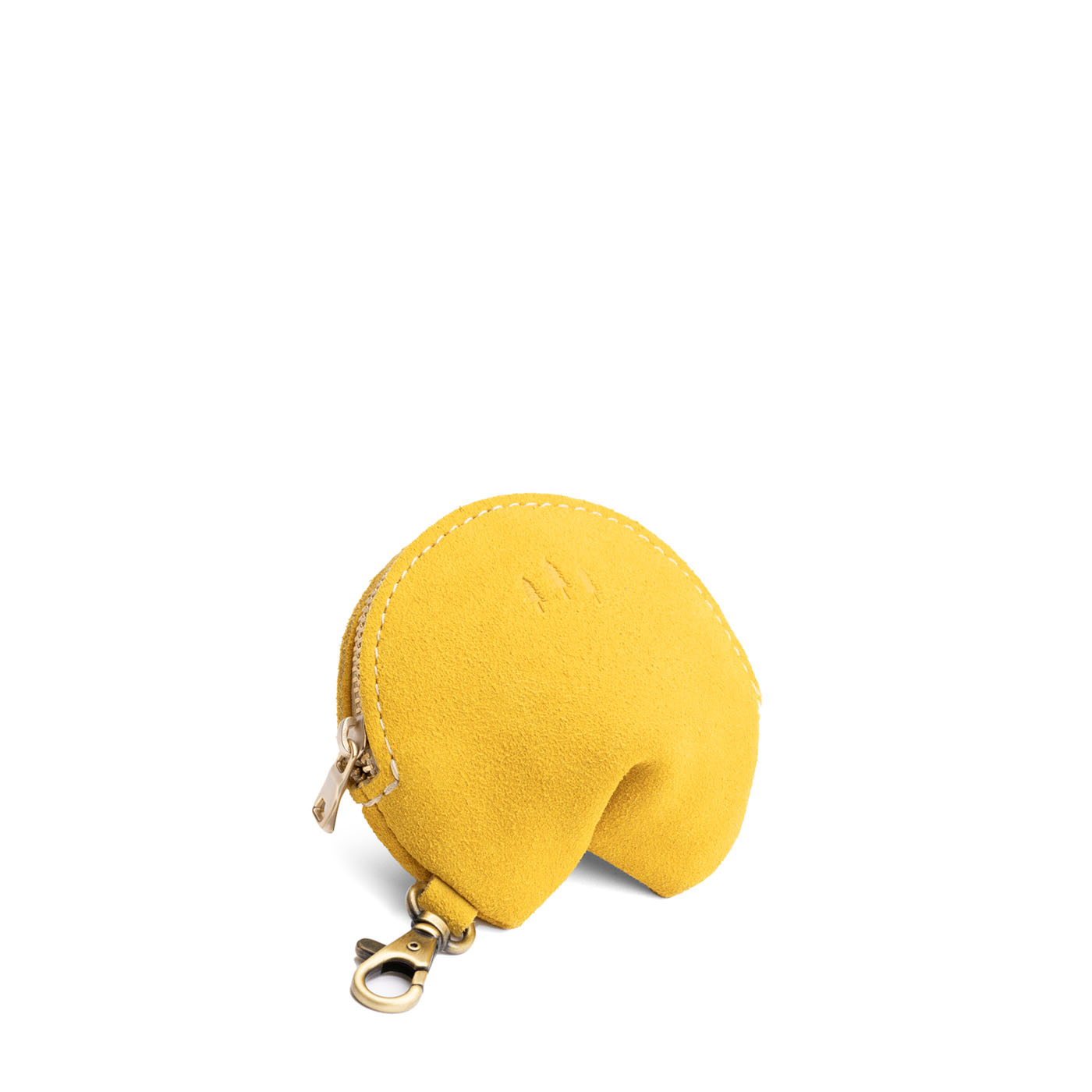 Hello Yellow | Leather fortune cookie shaped keychain pouch