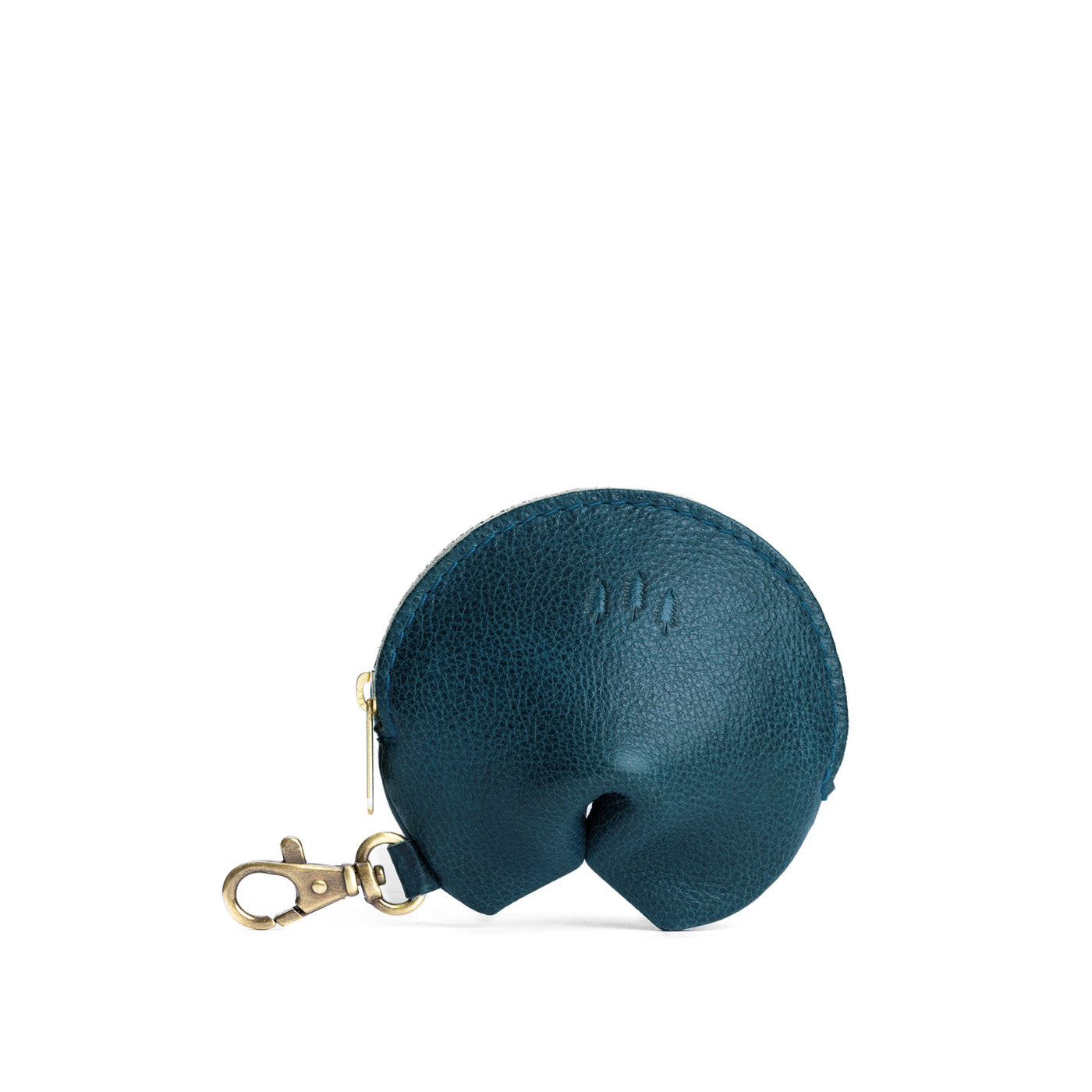 Lagoon | Leather fortune cookie shaped keychain pouch