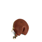 Nutmeg | Leather fortune cookie shaped keychain pouch