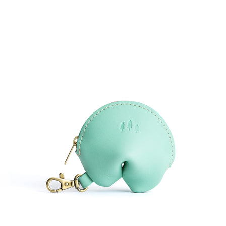 All Color: Mint | Leather fortune cookie shaped keychain pouch