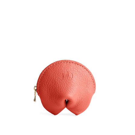 Coral | Leather fortune cookie shaped pouch