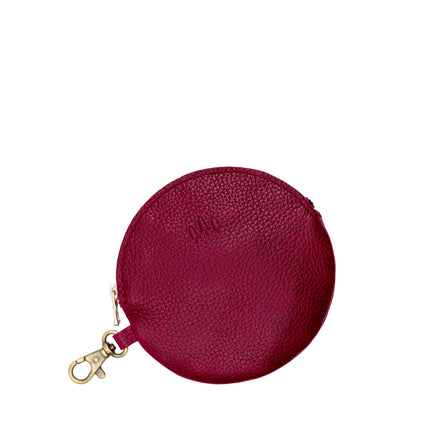 Orchid | Leather flat round keychain pouch