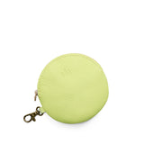 Shadow Lime | Leather flat round keychain pouch