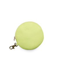 Shadow Lime | Leather flat round keychain pouch