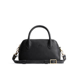 Pebbled--Black Small | Bowler styled bag with a crossbody strap