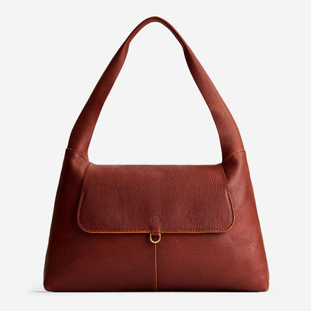 Nutmeg*Medium | Slouchy triangle shaped shoulder bag with a flap