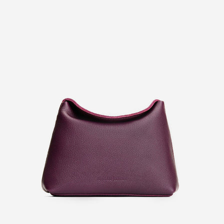Plum | Leather pouch with a folded magnetic closure