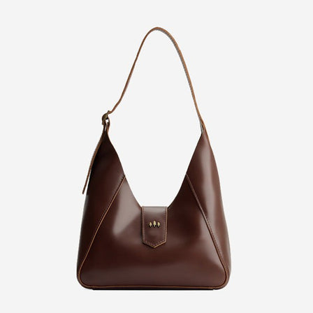 Chocolate Brown | Structured hobo shoulder bag with adjustable strap and magnetic closure