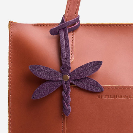 Plum | Dragonfly shaped leather charm tassel