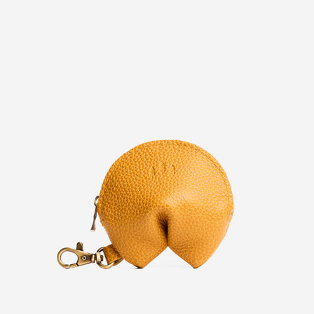 Sunshine | Leather fortune cookie shaped keychain pouch
