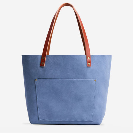 Denim*Classic | Large leather tote bag with sturdy bridle handles and front pocket