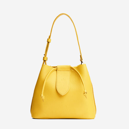 Canary*Large | Symmetrical leather bag with leather drawstring closure and adjustable shoulder strap