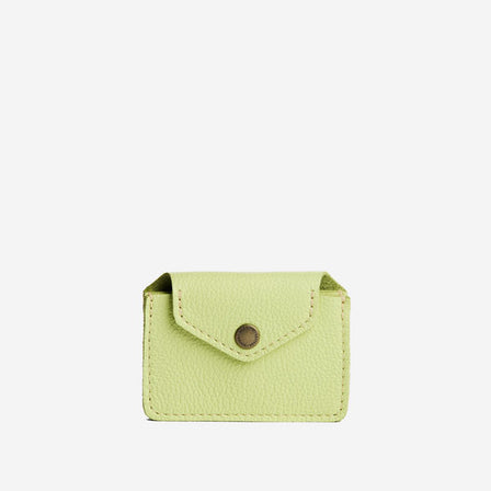 Shadow Lime | Small leather wallet with snap closure