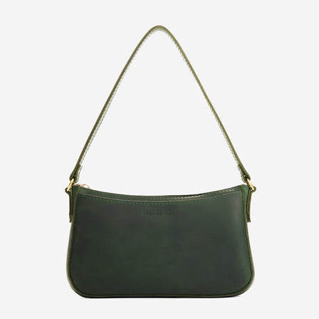 Evergreen | Petite bean shaped shoulder bag with a zipper closure
