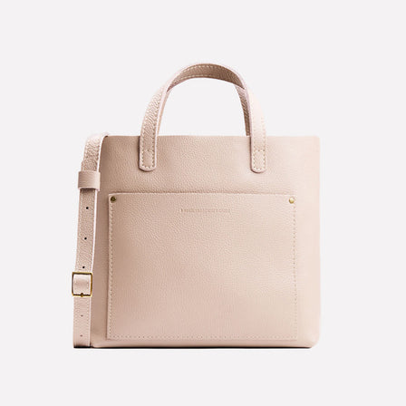 Pebbled Bone*Classic | Midsize crossbody tote with handles and a pocket