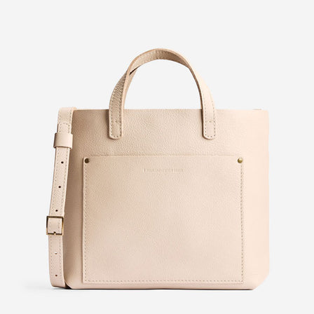 Pebbled Bone*Classic | Midsize crossbody tote with handles and a pocket