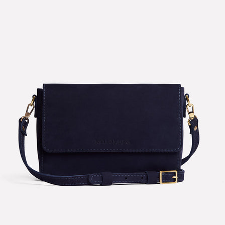 Velvet Blue*Mini | Small Leather Crossbody Bag with Magnetic Messenger Bag Closure