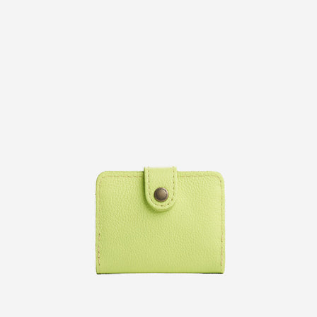Shadow Lime | Small leather wallet with snap closure