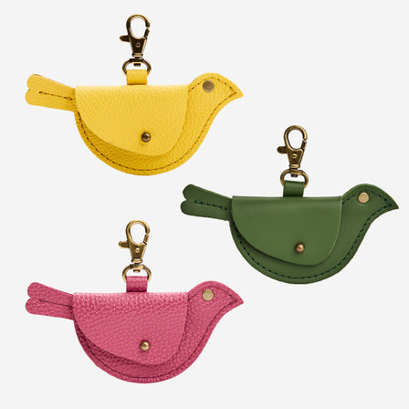 Canary | Bird shaped pouch with button closure and lobster clasp