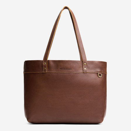 Asheville*Medium*Zipper | Leather tote bag with riveted straps and exterior key loop