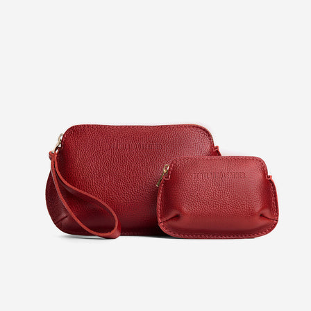 Chili Red*Small | Small pouch with top zipper and curved edges