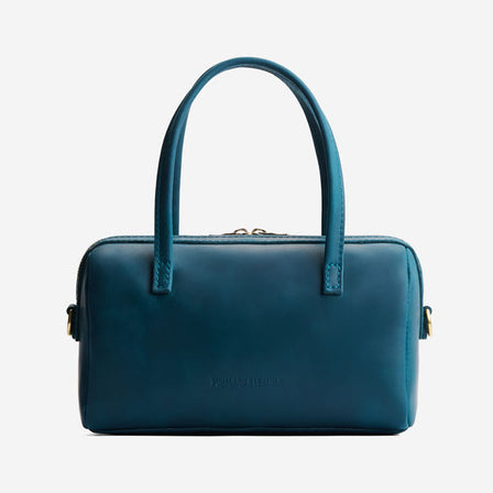 Westward Blue*Small | Mini duffle shaped handbag with crossbody strap