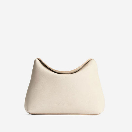 Pebbled Bone | Leather pouch with a folded magnetic closure