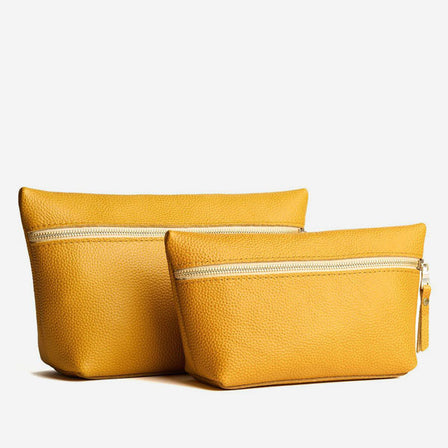 Sunshine*Large | Large leather makeup bag with zipper