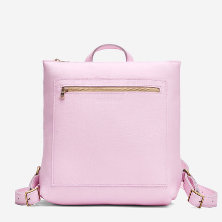 Pinkaboo*Small | Square slim leather tote backpack