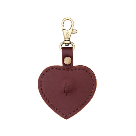 Cognac | Heart-shaped airtag holder keychain with a swivel lobster clasp