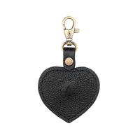 Pebbled--black | Heart-shaped airtag holder keychain with a swivel lobster clasp