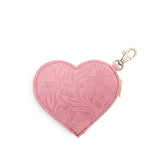 Hollyhock | Heart-shaped leather pouch keychain with zipper top and lobster clasp