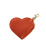 Sienna | Heart-shaped leather pouch keychain with zipper top and lobster clasp