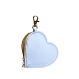 Skyway | Heart-shaped leather pouch keychain with zipper top and lobster clasp