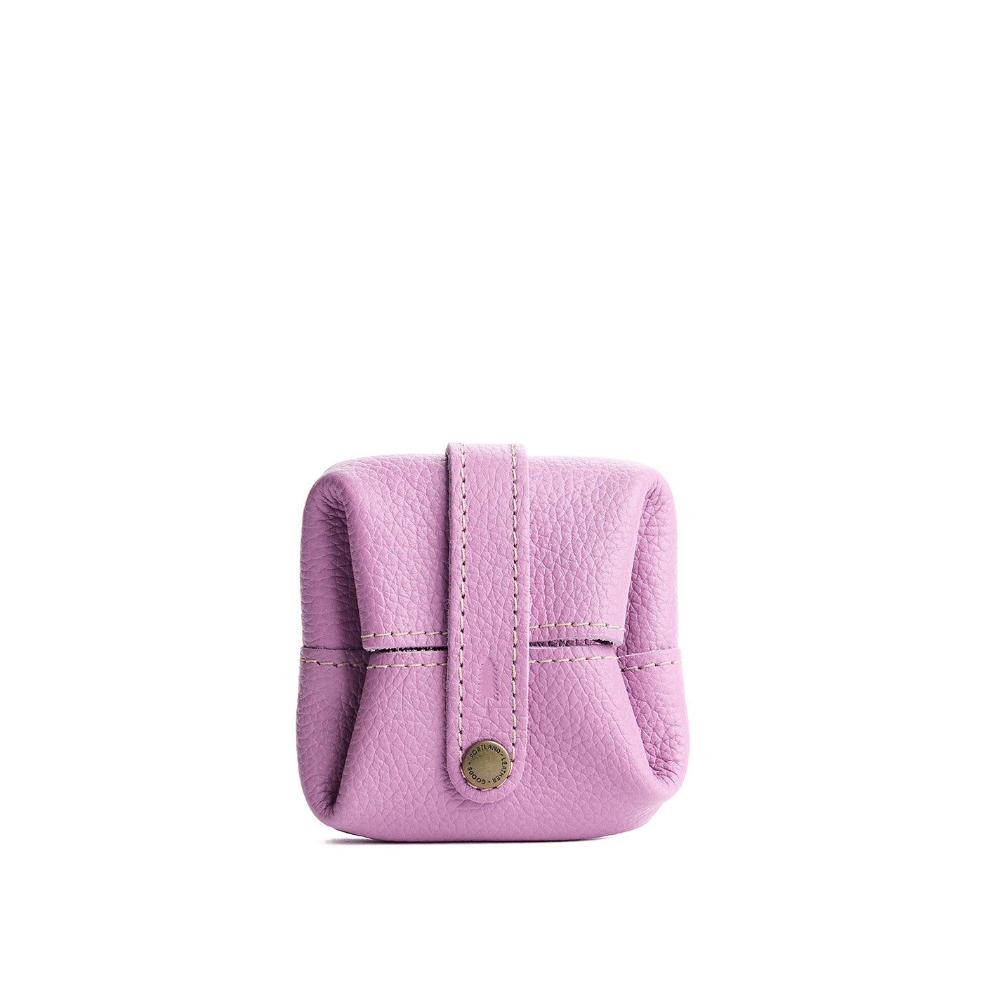 Calla Lily | Foldable square leather pouch with snap closure closed