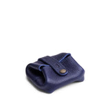 Cobalt | Foldable square leather pouch with snap closure closed