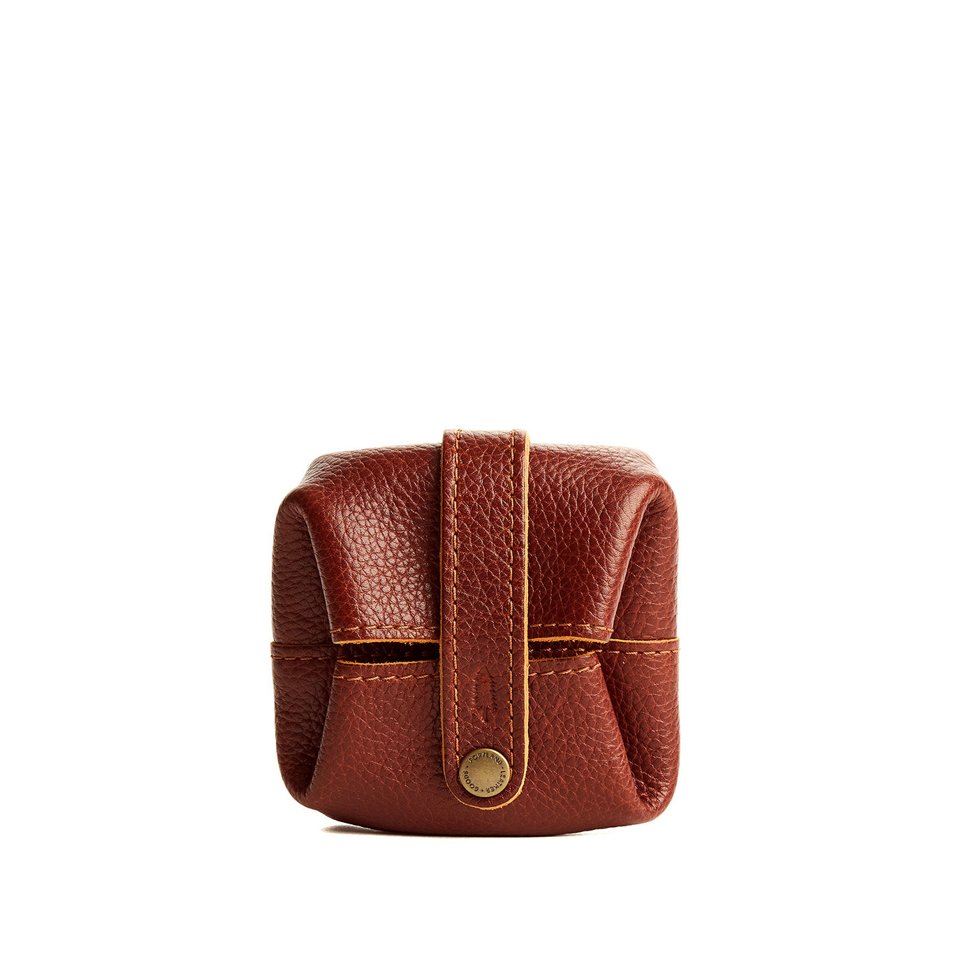 Nutmeg | Foldable square leather pouch with snap closure closed