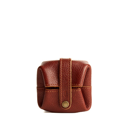 Nutmeg | Foldable square leather pouch with snap closure closed