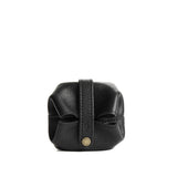 Pebbled--black | Foldable square leather pouch with snap closure closed