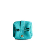 Seafoam | Foldable square leather pouch with snap closure closed