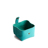 Seafoam | Foldable square leather pouch with snap closure open