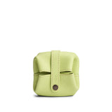 Shadow Lime | Foldable square leather pouch with snap closure closed