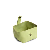 Shadow Lime | Foldable square leather pouch with snap closure open