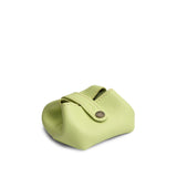 Shadow Lime | Foldable square leather pouch with snap closure closed