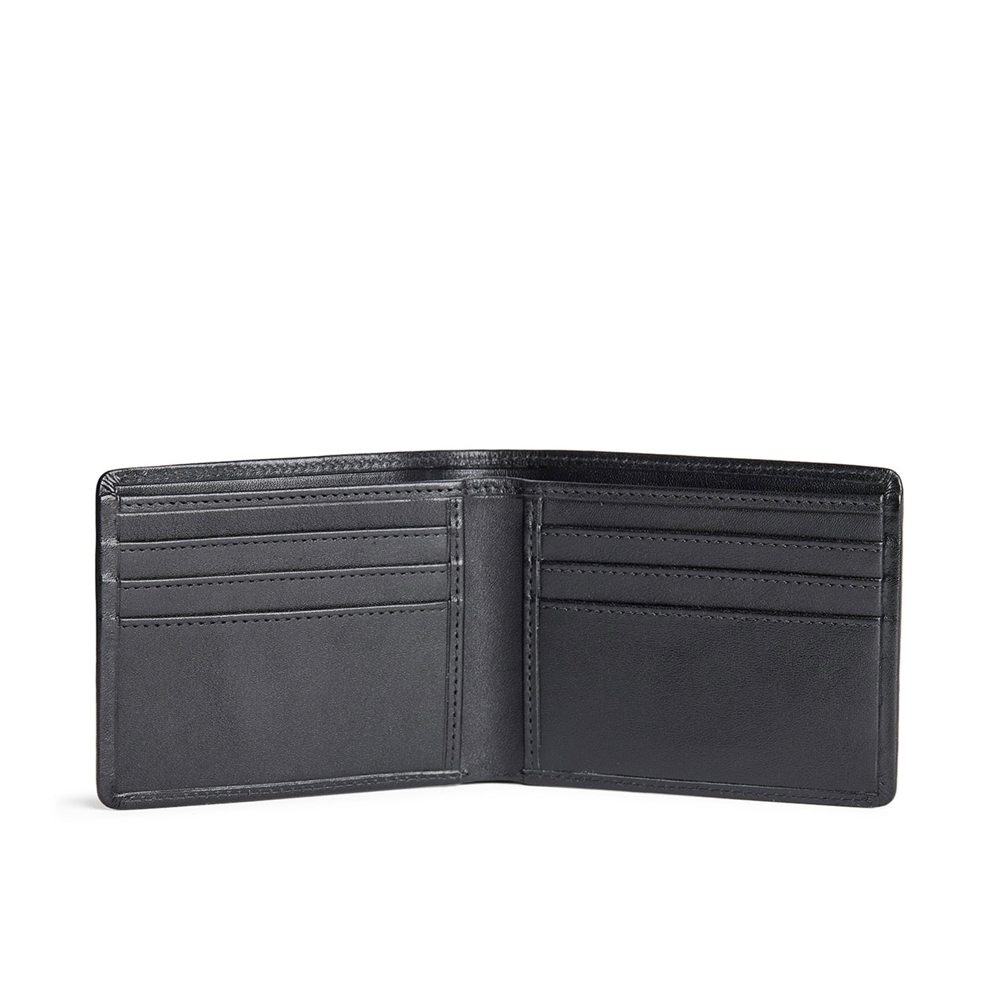 Black Rock | Bifold leather wallet with clean profile and minimalistic stitching details